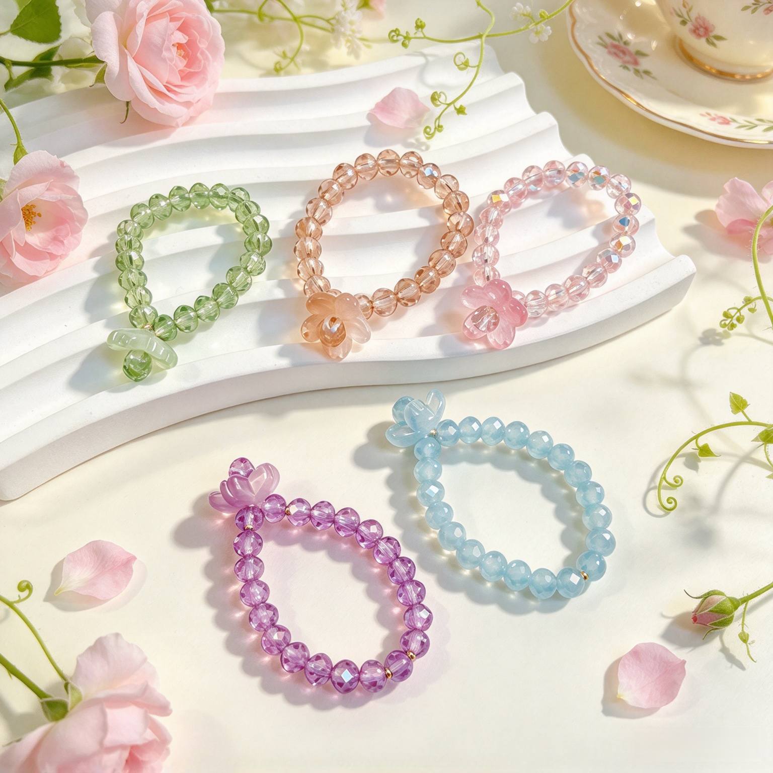 5pc Bohemian Flower Ring Set